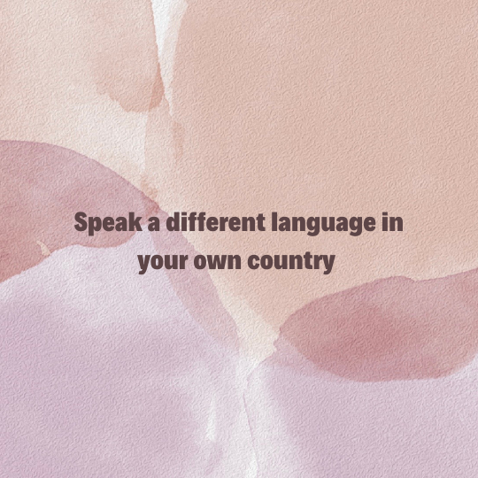 SPEAK A DIFFERENT LANGUAGE IN YOUR OWN COUNTRY